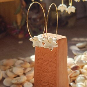Créoles Fleur de Jasmin – Porcelaine & Or fin