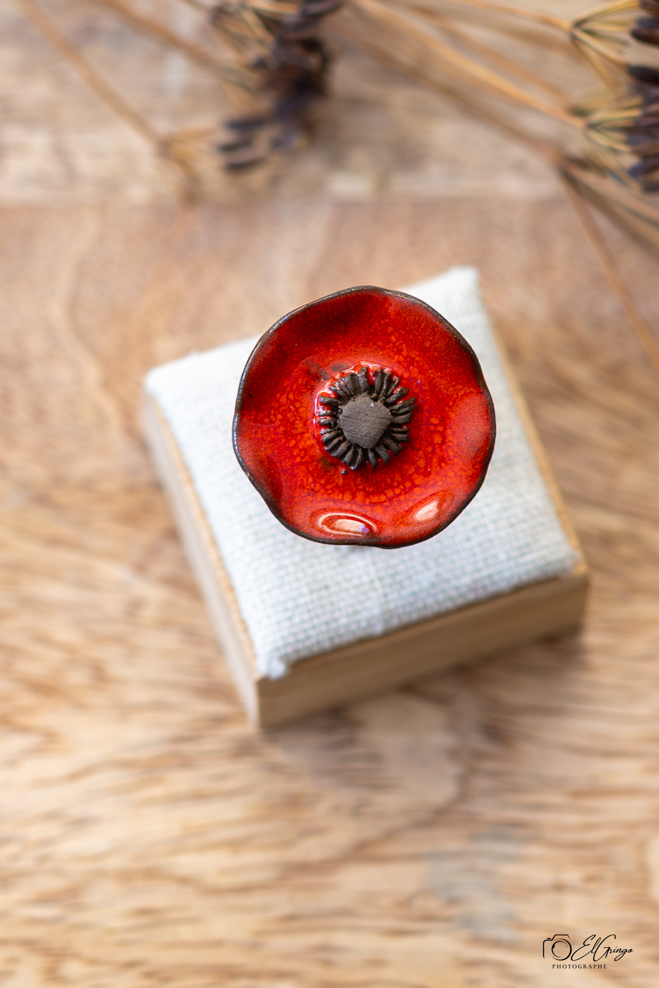 Bague Coquelicot en Céramique – Diffuseur d’Huiles Essentielles – Image 3