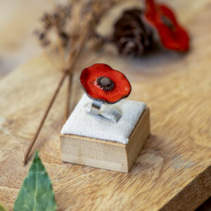Bague Coquelicot en Céramique – Diffuseur d’Huiles Essentielles