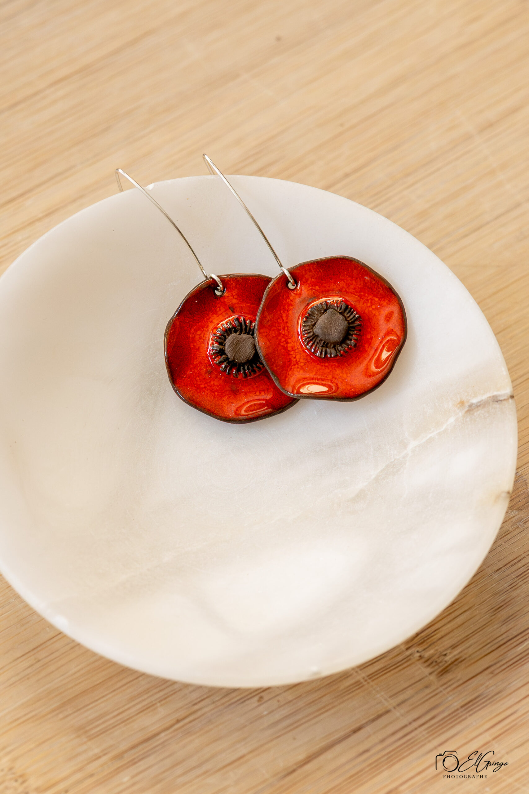 Boucles d’oreilles Coquelicot en Céramique – Diffuseur d’Huiles Essentielles – Image 2
