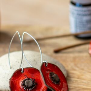 Boucles d’oreilles Coquelicot en Céramique – Diffuseur d’Huiles Essentielles